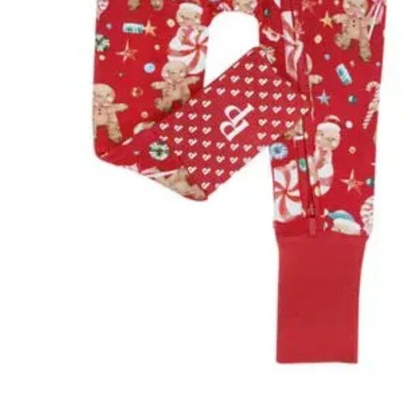 Posh Peanut Bamboo Gingerbread LaneRed sip up footie Holiday NWT size 3-6 months - Picture 4 of 11